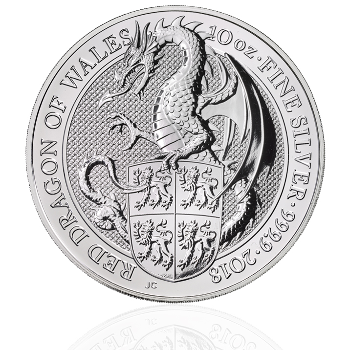 Red Dragon 10 oz Silver Coin